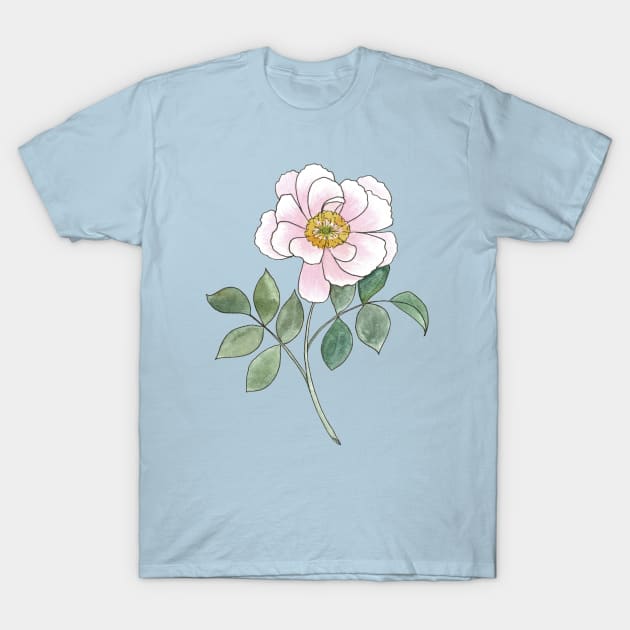 Watercolor Peony Illustration T-Shirt by Danica Templeton Art